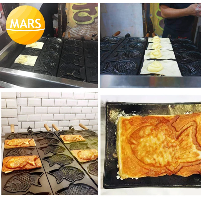 Коммерческий круассан Taiyaki машина чайник газовая рыба вафельница конус машины железная Сковорода в пищевом оборудовании с CE