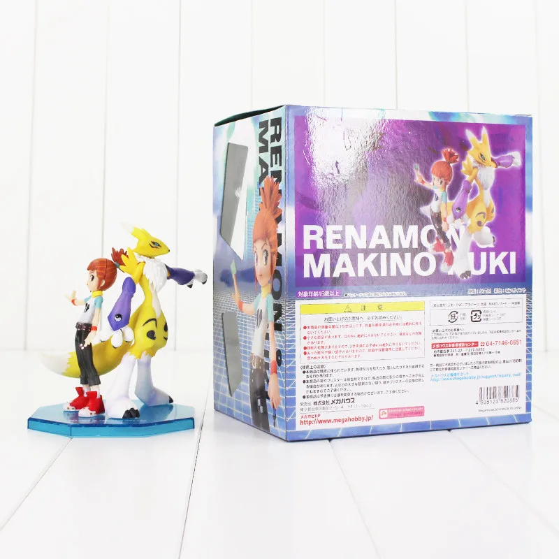With Box 14 см G.E.M GEM Renamon& Макино Ruki фигурка игрушки Аниме Digimon Приключения Лиса Модель Кукла коллекционная игрушка - Цвет: With Box
