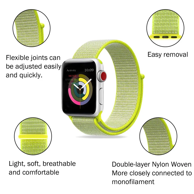 Желтый спортивный ремешок-светильник для Apple Watch 44 мм, ремешок 40 мм, женский браслет 38 мм, мужской браслет 42 мм для Iphone Series 3