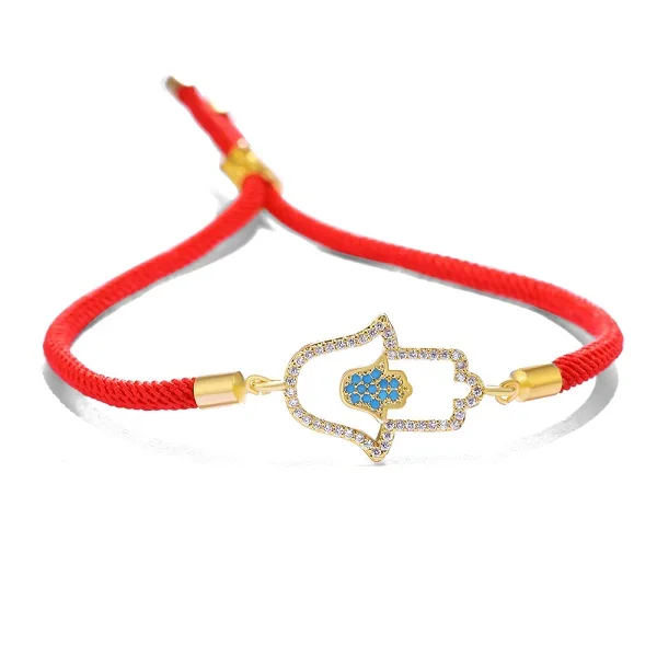 red-gold JUWANG, новинка, турецкий синий кристалл, сглаза, браслеты ручной работы, красная веревка, удачное ювелирное изделие для женщин, регулируемый подарок, ojo turco rojo - Окраска металла: red-gold