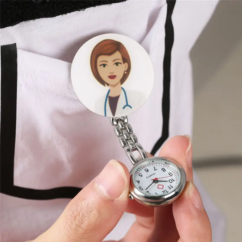 

Unisex 3D Cartoon Nurse Watch Ladies Women Nurse Lovely Animal Fob Watch Doctor Clip Pocket Watches reloj bolsillo