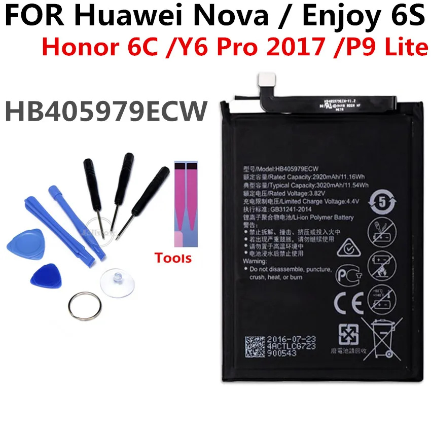 Литий ионный аккумулятор HB405979ECW для Huawei NOVA honor 6C 6A Y5 Enjoy 6S Y6 PRO 3020 мАч|Аккумуляторы