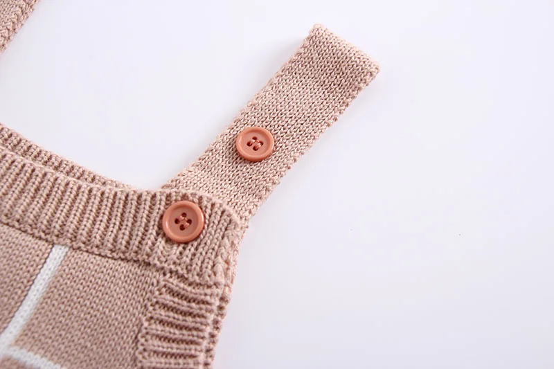 Baby Knitted Romper Cotton Woolen Baby Girls Boys Clothes Newborn Infant Jumpsuit Plaid Sleeveless Toddler Overalls Outfits