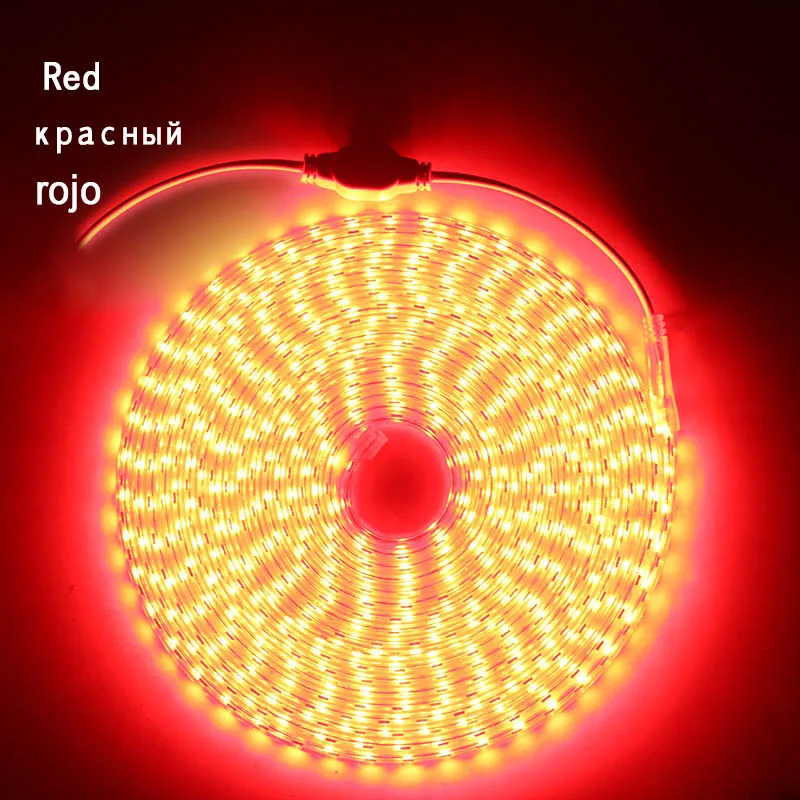 LAIMAIK светодиодные ленты свет Водонепроницаемая rgb лента светодиодная 5050 светодиодная лента 220 гибкий светодиодная лента 220в 60 светодиодный s/M освещения со штепсельной вилкой европейского стандарта - Испускаемый цвет: Red