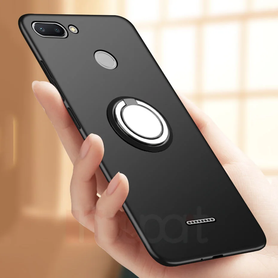 Чехол с кольцом для Xiaomi Redmi 6 Pro 6A матовый чехол магнитным и подставкой мягкий
