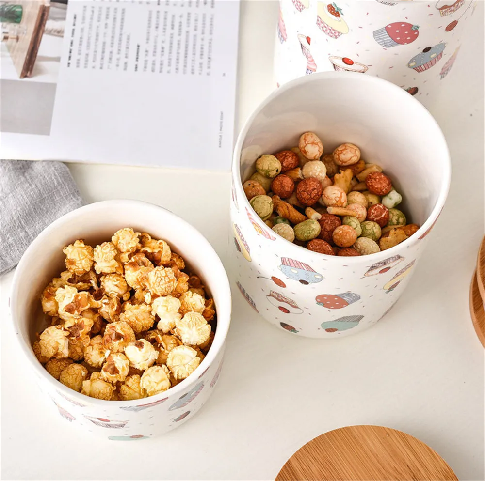 Шикарная керамическая банка для хранения с бамбуковой крышкой емкость чая кофе