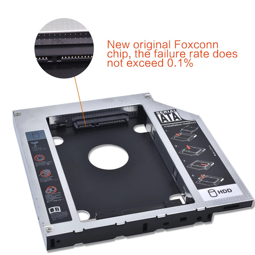 TISHRIC Универсальный алюминиевый 2-ой HDD Caddy для CD ODD notebook 12,7 мм SATA 3,0 для 2,5 HDD чехол Корпус для DVD Optibay