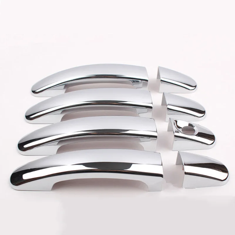 

For SUBARU forester 2014 Car Chrome door Handle Cover Trim with 1 keyhole 2 smart holes 8pcs per set car accessory Freeshipping