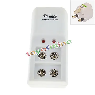UK Plug 2 шт. никель-металл-гидридного сотовый PPS черный 9V 900 мА/ч, Перезаряжаемые Батарея прочный блок Мощность со смарт-Зарядное устройство - Цвет: UK Plug