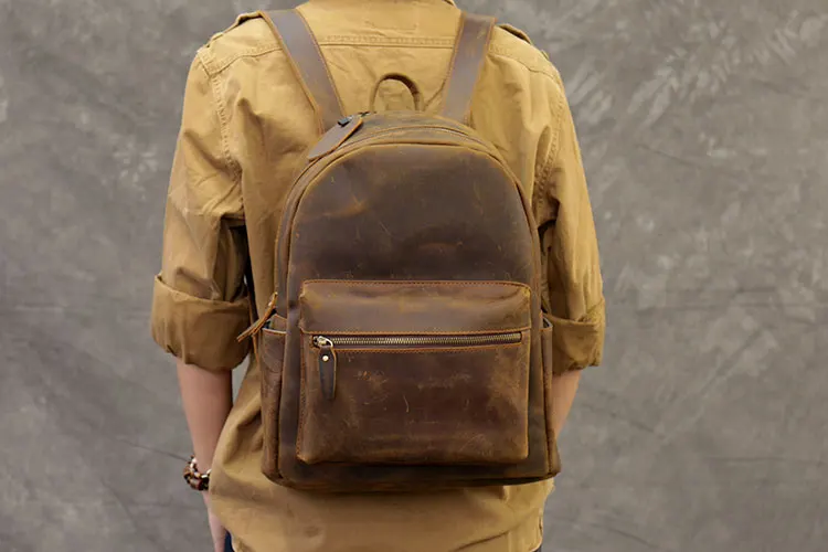 Мужской рюкзак из натуральной коровьей кожи Oli водонепроницаемый для ноутбука