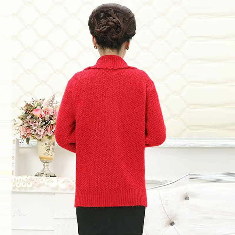 Middle age Plus size Winter Women Wool Sweater Cardigan Coat 2017 Mother Clothes Thicker Christmas Pull Femme Hiver Z208 |