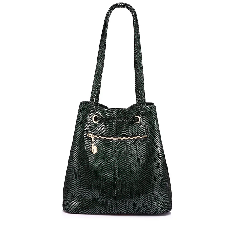 Realer модный бренд женские Натуральная кожа сумки большой емкости завязки ведро