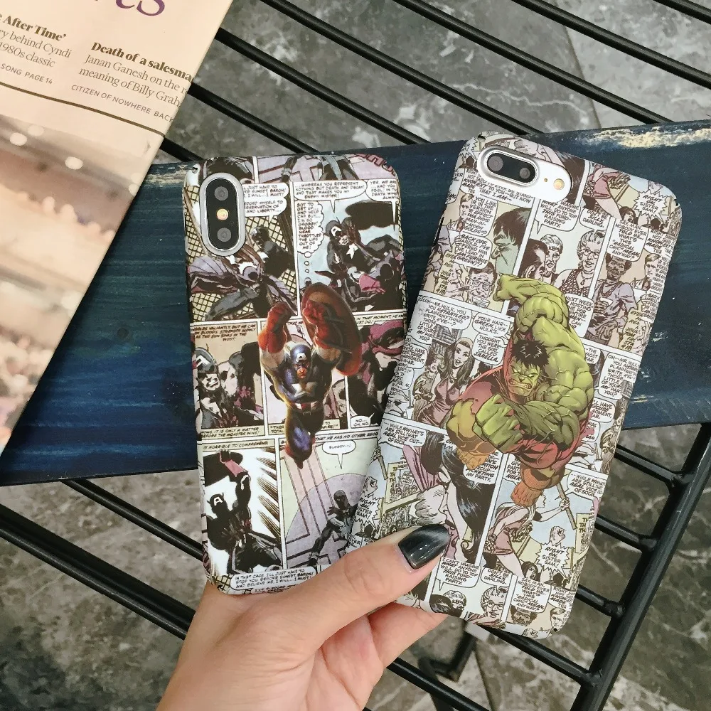 Жесткие чехлы для телефонов IPHONE X 6 S 7 8 PLUS Капитан Америка Спайдермен Супермен
