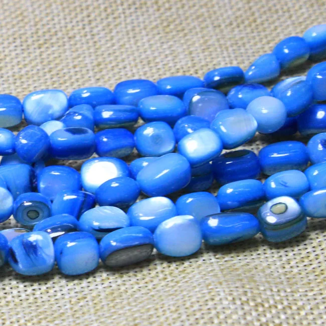 Оптовая продажа гравий натуральная раковина 5 8 мм краска морские синие Бусины