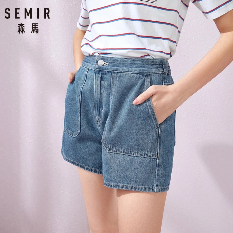 Шорты SEMIR женские джинсовые с высокой талией тонкие пикантные Ретро штаны лето