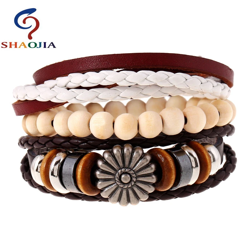 Женский кожаный браслет 3 шт. 1 комплект классический со шнуровкой и широкой