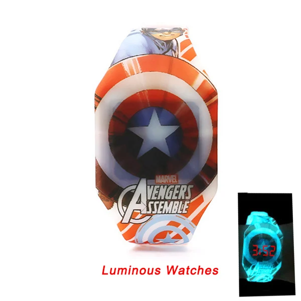 Captain withLuminous Светящиеся Детские часы с изображением Эльзы из мультфильма; Детские электронные часы с капитаном из резины для мальчиков и девочек; Reloj Infantil Saati - Цвет: Captain withLuminous