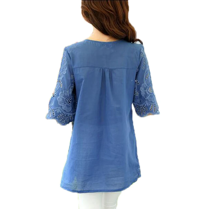 2021 весенне летняя винтажная Свободная рубашка с вышивкой большого размера