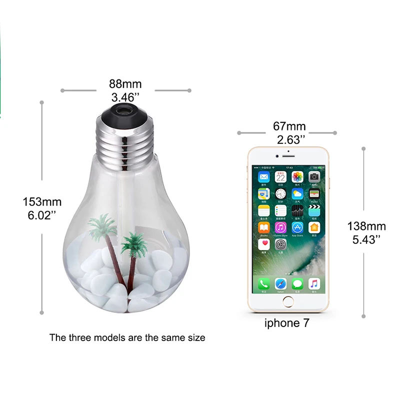 400ML USB Ultrasonic Bulb Humidifier Home Desk Mini Aroma Diffuser LED Night Light Aromatherapy Cool Mist Maker Creative Bottle | Бытовая