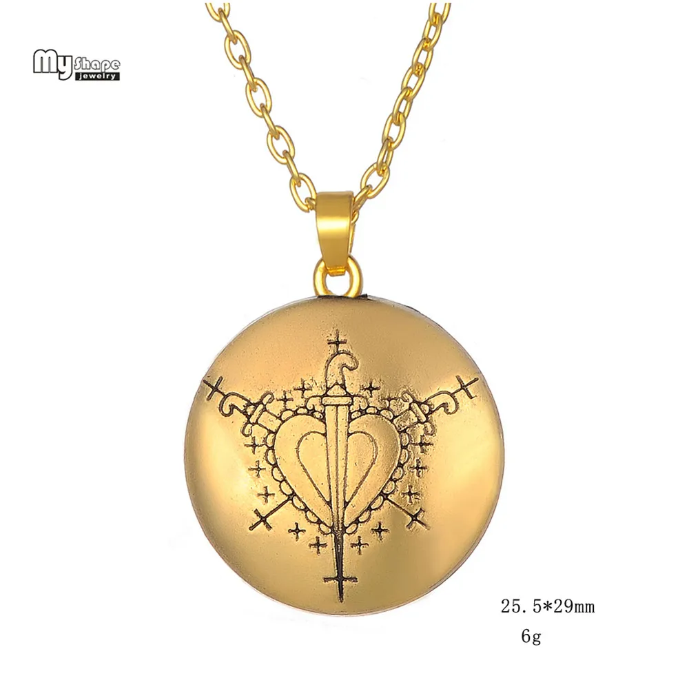 My Shape Love Talisman Chain Necklaces Hand Stamped Vodoun Lwa Hoodoo Ezili Freda Voodoo Loa Veve Pendant Amulet Necklace