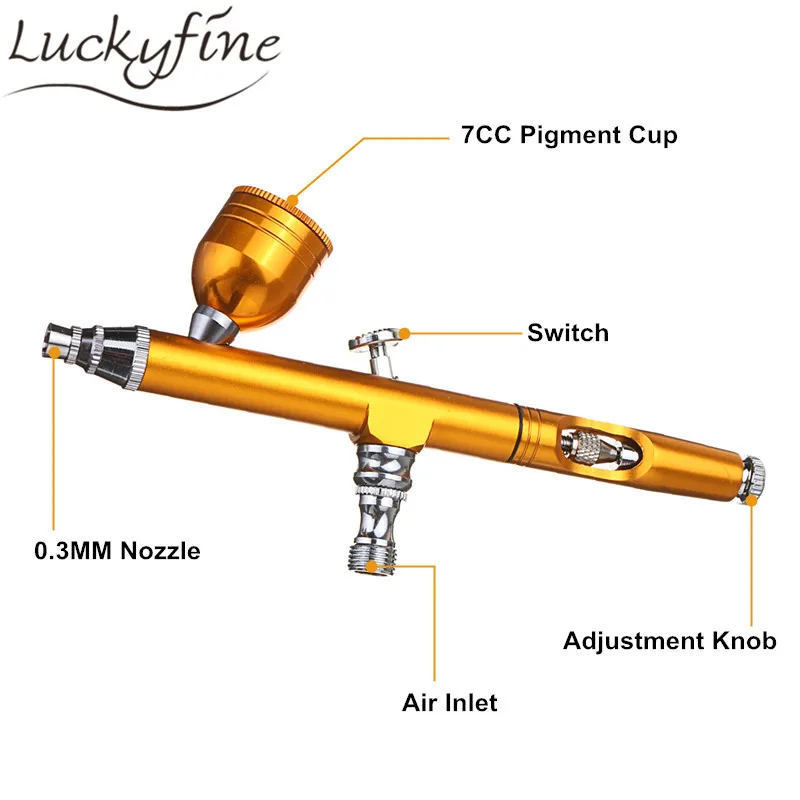 Аэрограф Двойного Действия 0 3 мм ручка распылитель 7CC Air Brush набор с распылителем