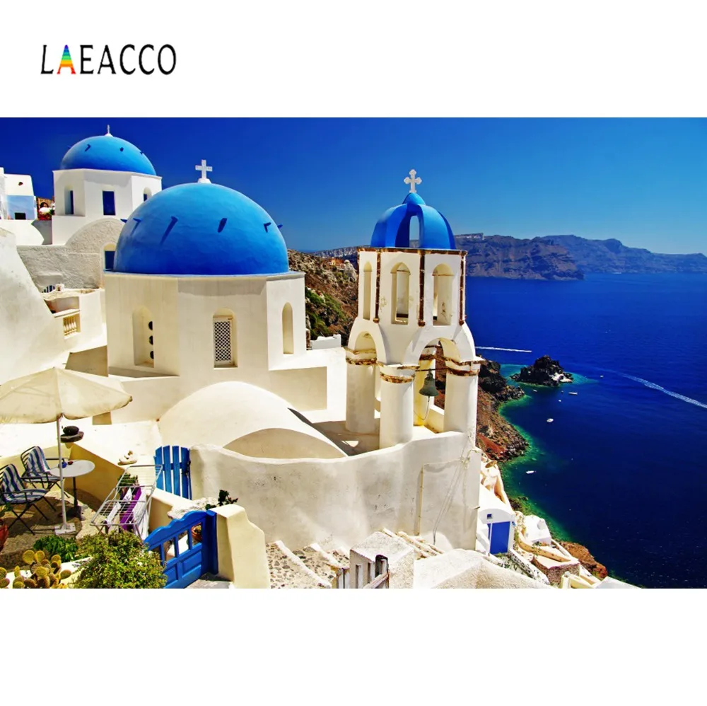 Фотофон Laeacco с расположением на море остров дом город курортный праздничный