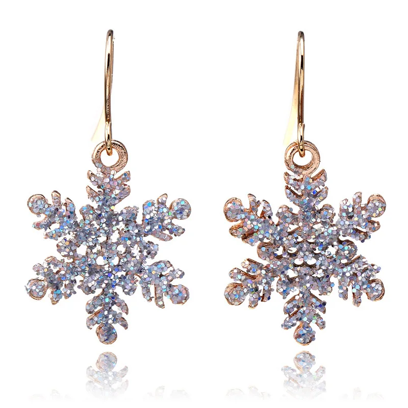 Серьги со снежинками на Рождество oorbellen цветочные серьги букле d'oreille bijoux femme