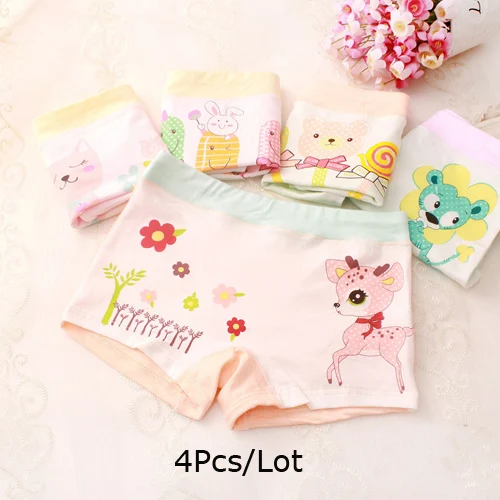 Color A 4 Pcs 4 шт./упак. Berngi Модное новое нижнее белье для маленьких девочек хлопковые трусики для девочек; детские короткие трусы; детские трусы - Цвет: Color A 4 Pcs
