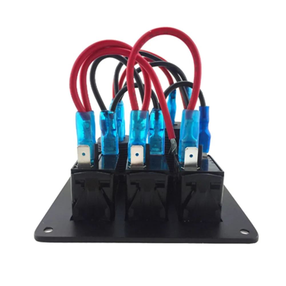3 Gang светодиодный DC12V Алюминиевый металлический выключатель Панель украшенное