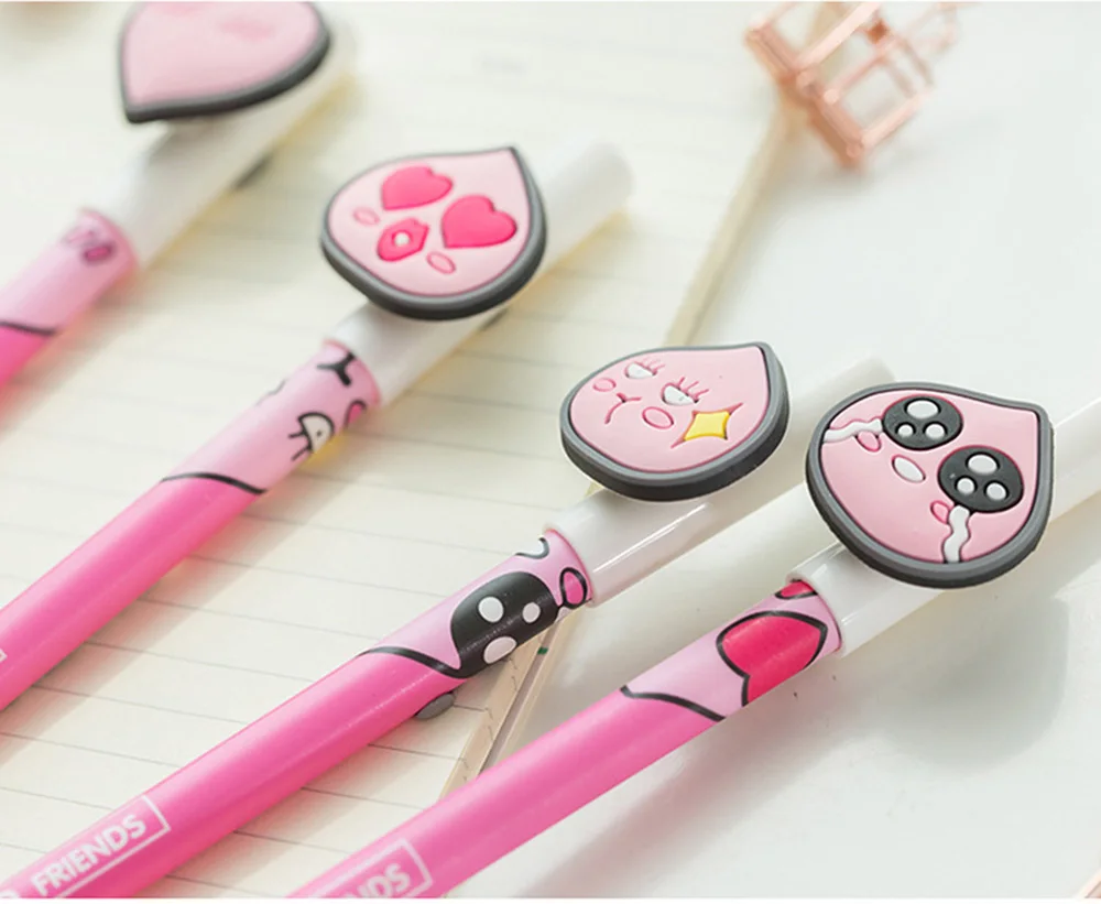 2 шт./партия Kawaii стирающиеся ручки Мультяшные милые персиковые чернила синяя Волшебная гелевая ручка для офиса канцелярские принадлежности для студентов