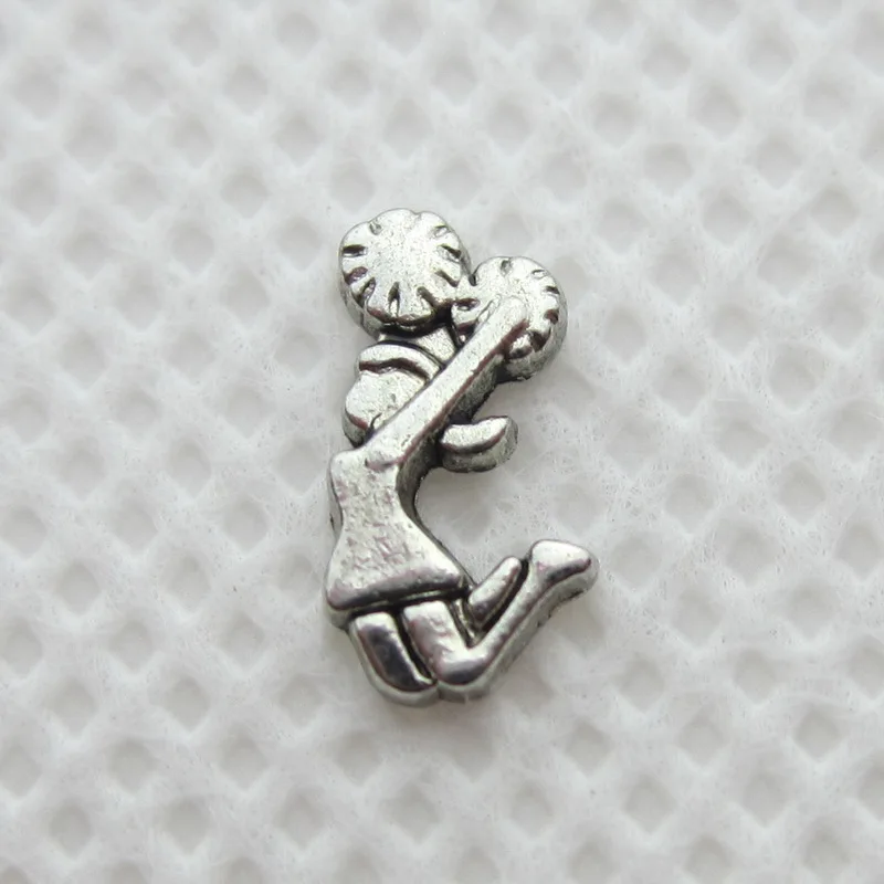 

New Arrival 20pcs Silver Cheerleaders Soprts Floating Charms Living Glass Memory Lockets Pendants DIY Jewelry Accessories Charms