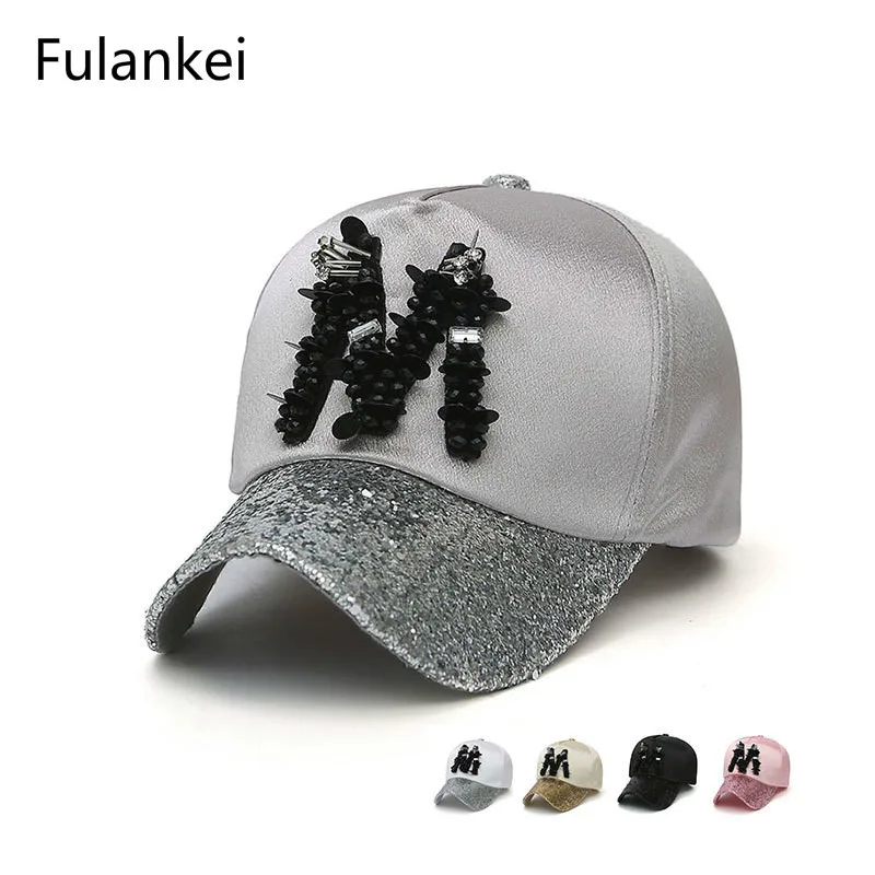 Fulankei новый шаблон сезон: весна–лето Бейсбол шляпа моды Алмазный бисера солнца