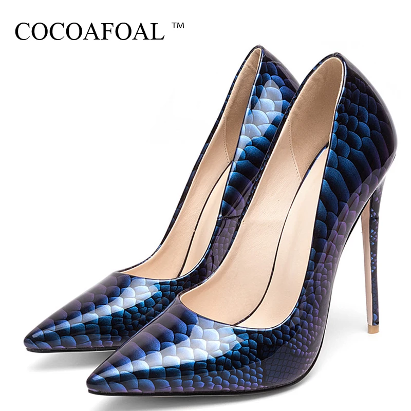 COCOAFOAL Stiletto Women's Pumps High Heels Shoes Patent Leather Wedding Party Woman Plus Size 33 Pointed Toe Sexy | Обувь