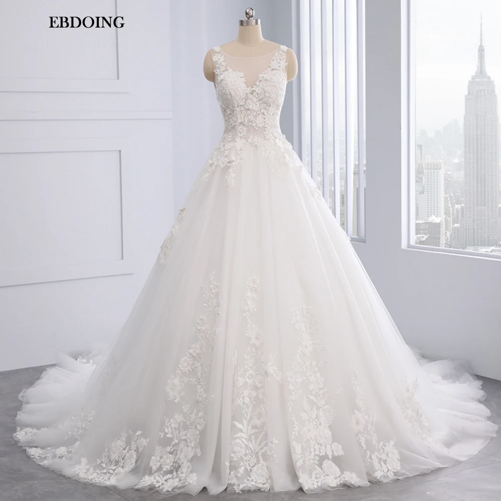 Vestidos De Novia/свадебное платье принцессы трапециевидной формы с глубоким вырезом на