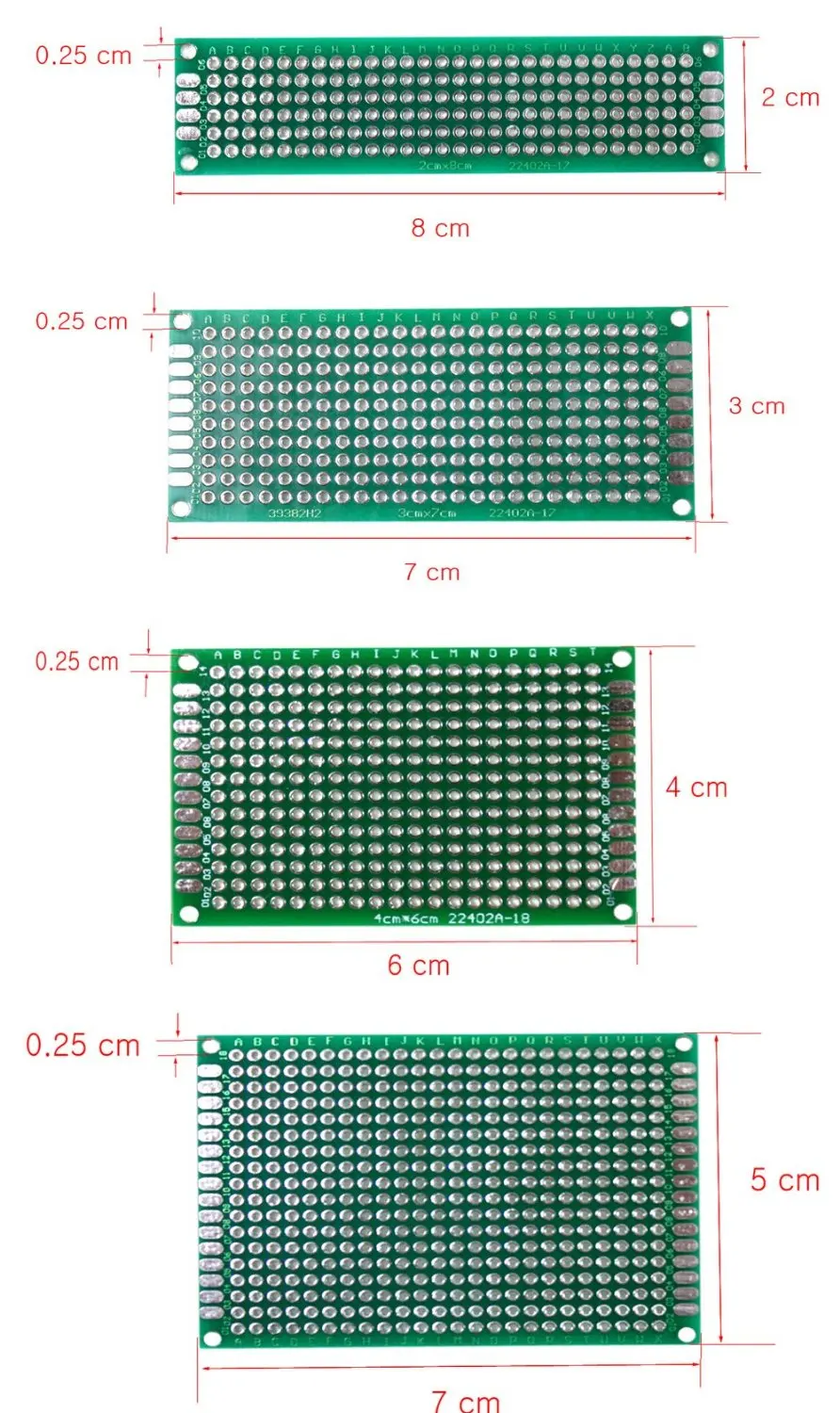 4 шт./лот 5x7 4x6 3x7 2x8 см двухсторонний медный Прототип PCB универсальная плата опытная
