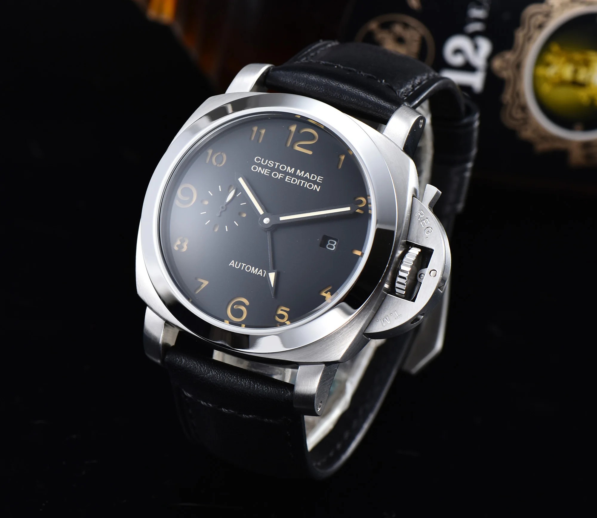 Часы GMT BOMAX 44 мм серебристый чехол из нержавеющей стали с автоматическим