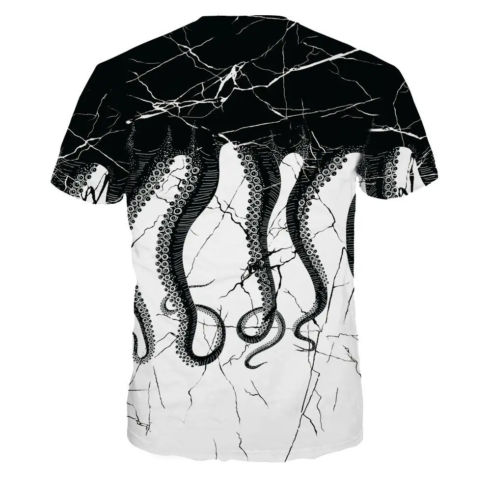 BombFun летняя новая футболка с коротким рукавом футболки 3D-принтом осьминога тренд