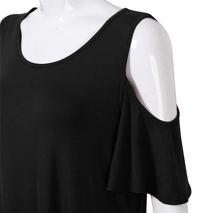 XUBA 2017 Для женщин Свободные Свинг Fit платье рюшами Sleeve Cold Shoulder плиссированные