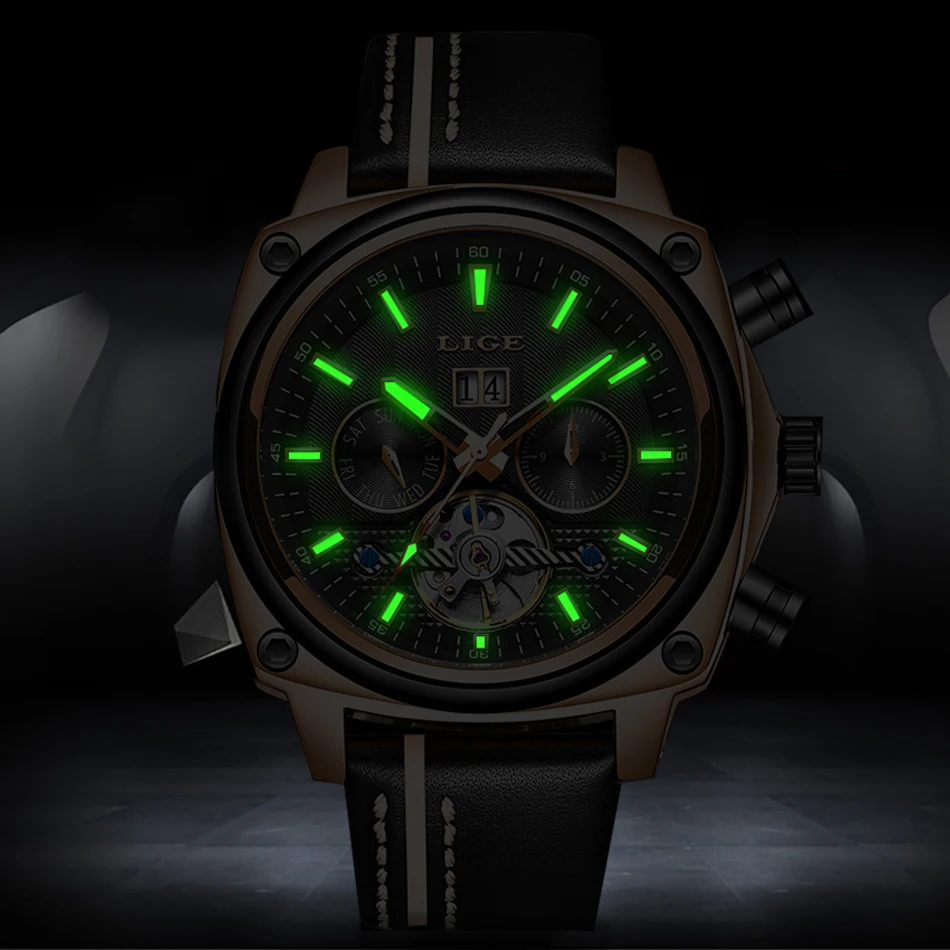LIGE мужские часы Tourbillon модные роскошные спортивные механические часы Классические Мужские автоматические механические наручные часы Reloj Hombre