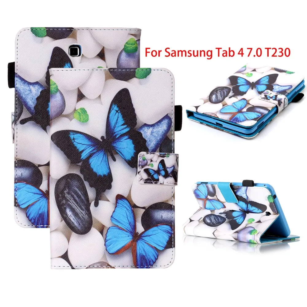 SM-T230 SM-T231 чехол для Samsung Galaxy Tab 4 7 0 дюймов PU кожаный планшета T230 T231 T235 | Компьютеры и