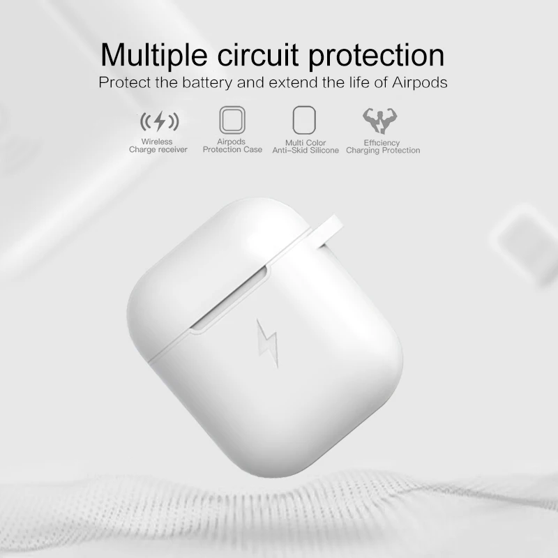 Беспроводной зарядный чехол для Airpods 2 QI Стандартный Airpods беспроводной зарядный приемник крышка совместима с любым беспроводным зарядным устройством