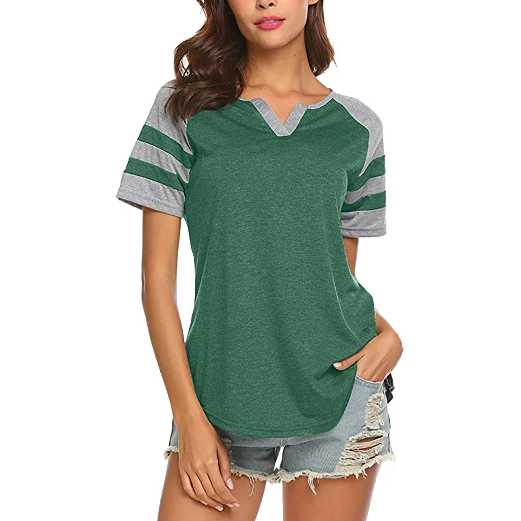 SAGACE Summer blouses woman 2019 plus size Women Casual Lady V-Neck Striped Short Sleeve Blouse Shirt Top | Женская одежда