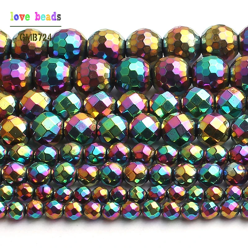 Природный многоцветный Ограненный гематит Камень Бисер для изготовления