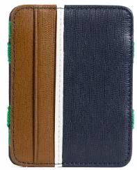 Blue cow leather Волшебный кожаный тонкий волшебный кошелек с окошком для удостоверения личности для мужчин и женщин, держатель для кредитных карт и денег, клатч, кошелек, сумка - Цвет: Blue cow leather