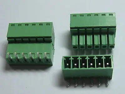 12 шт винтовой Клеммная колодка соединитель 3 81 мм Угол 6 pin Зеленый подключаемый