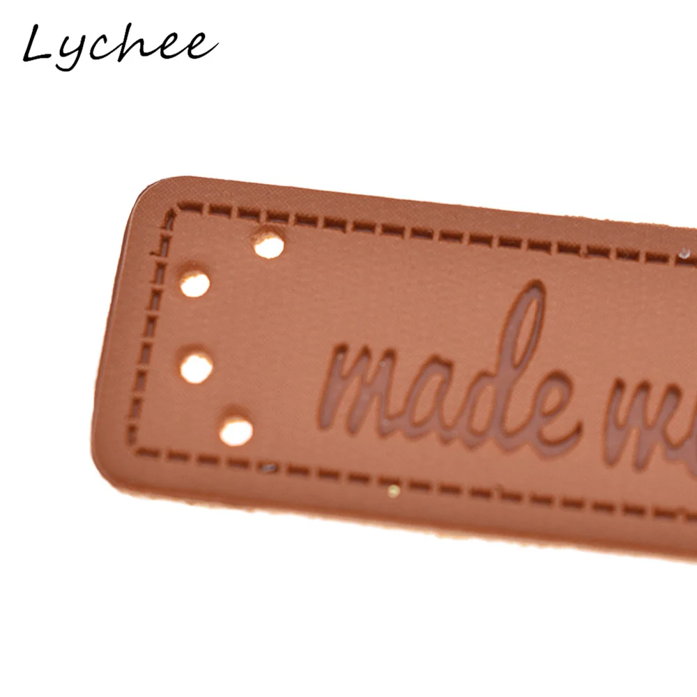 Lychee 20 шт искусственная кожа Сделано с Любовь Сердце этикетки Швейные Жетоны для