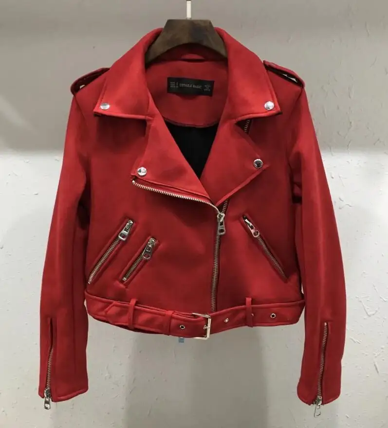 

2018 new spring autumn Women Suede Jackets fashion Short design Motorcycle Coats outwear q90