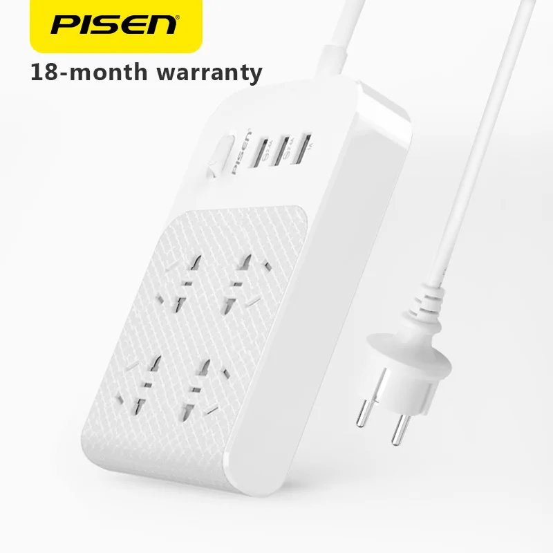 Pisen 4 Розетки и 3 USB Выход настенное крепление Мощность газа Электронная smart Расширители plug с ЕС адаптер Мощность и пуговицы