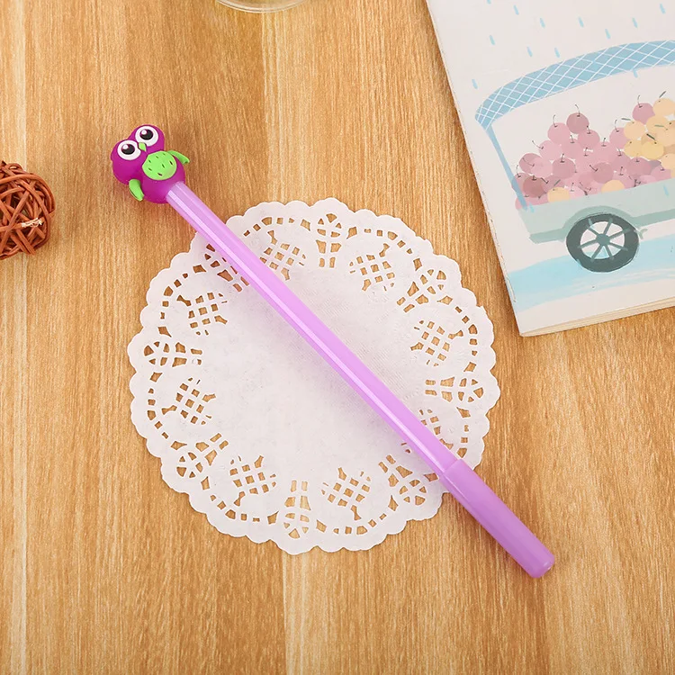 purple 1 шт. гелевая ручка с милой совой, 0,5 мм, для студентов, животных, Kawaii, школьные принадлежности для письма, Эсколар, подпись в офисе, ручки, канцелярские принадлежности - Цвет: purple