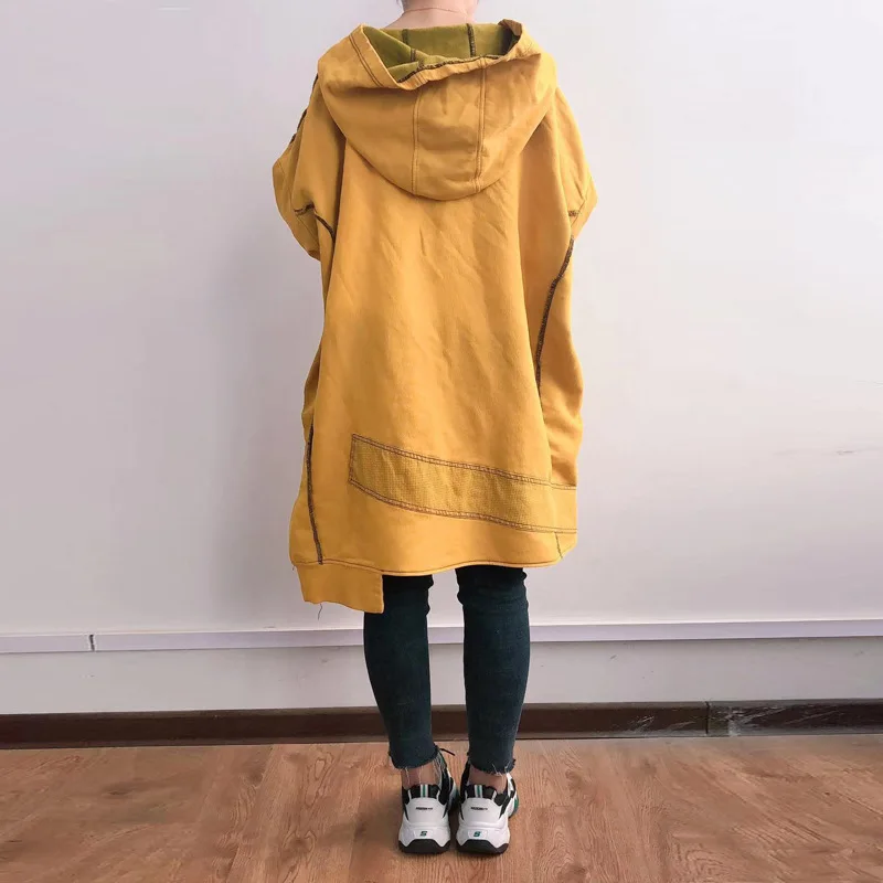 Асимметричные винтажные толстовки женские свободные оверсайз топы с
